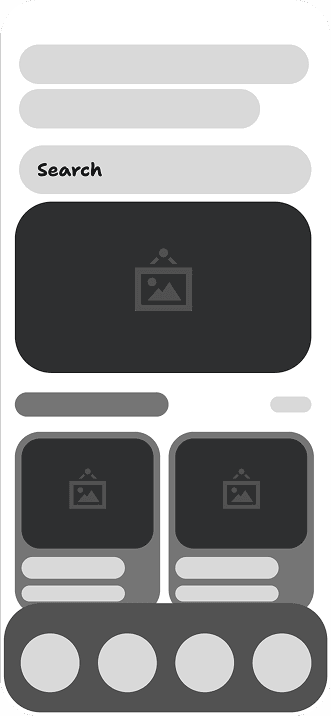 library wireframe screen.